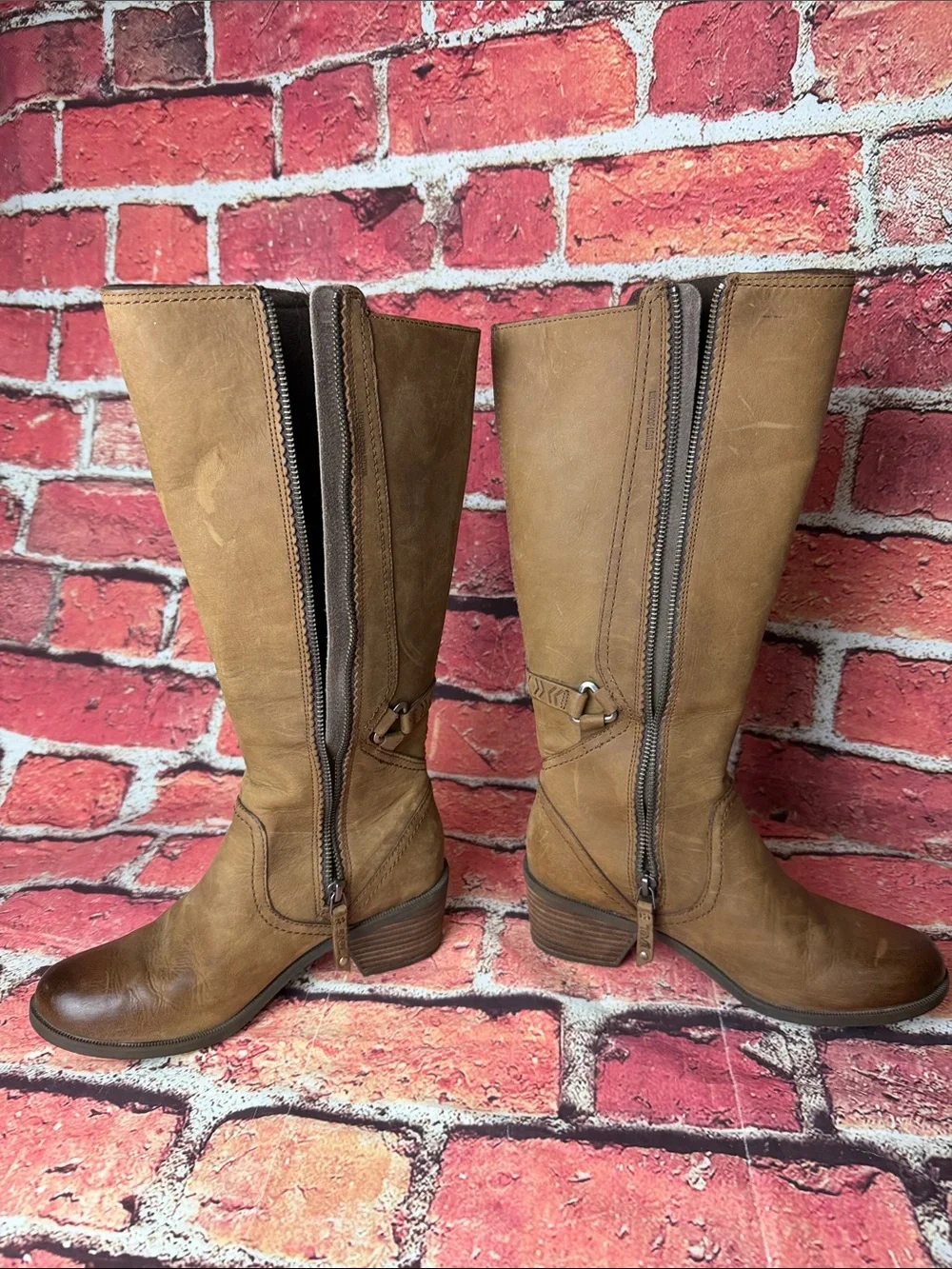Teva De La Vina Tall Boots Women’s Size 7 Brown Leather Waterproof Riding Boots
